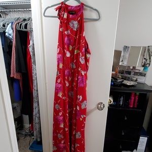 Maxi, red floral dress